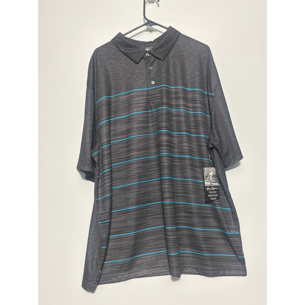 Ben Hogan Performance Mens 3XL Polo Shirt Grey Blue Striped Golf BGKSA045 NWT